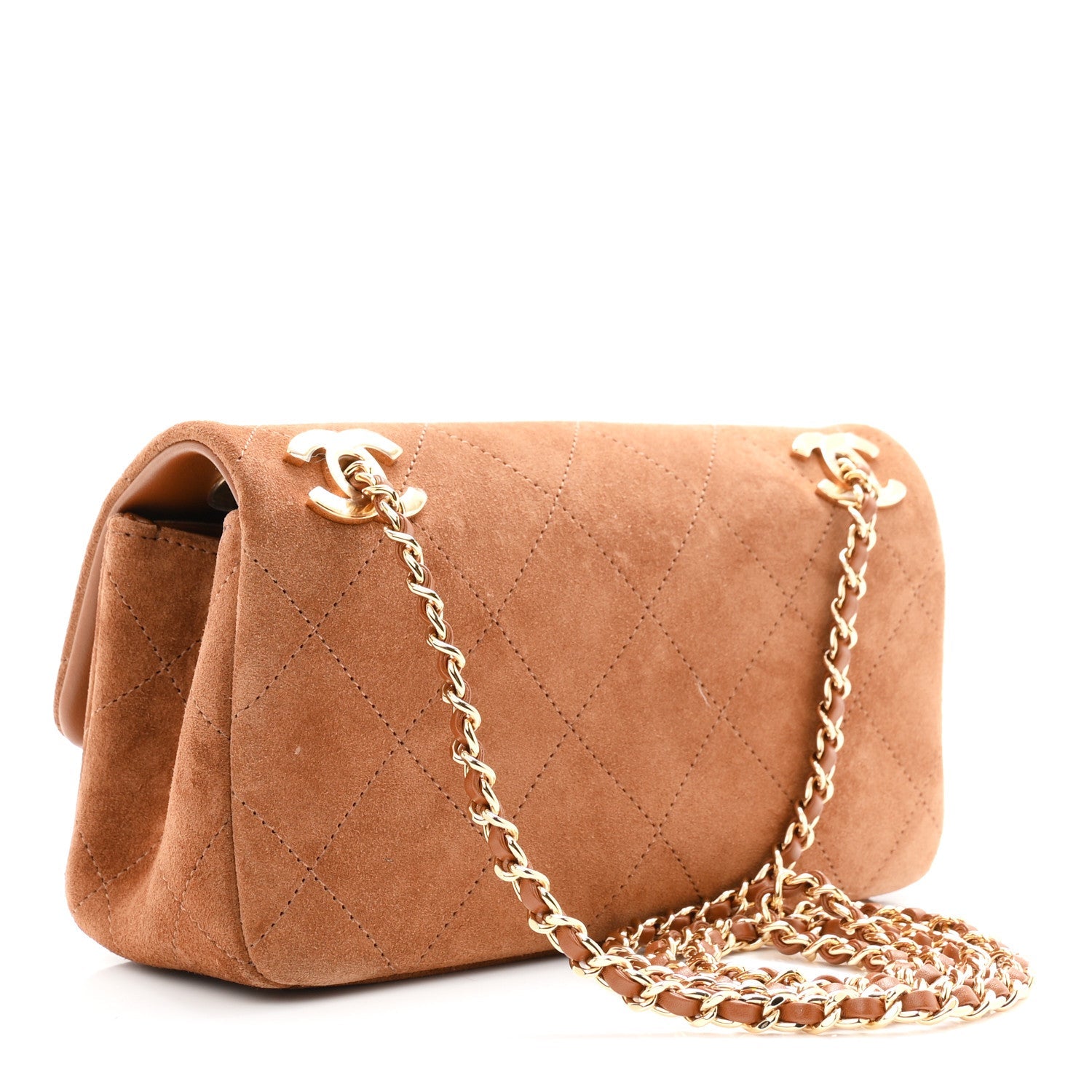 Suede Calfskin Small Eyes On You Flap Camel