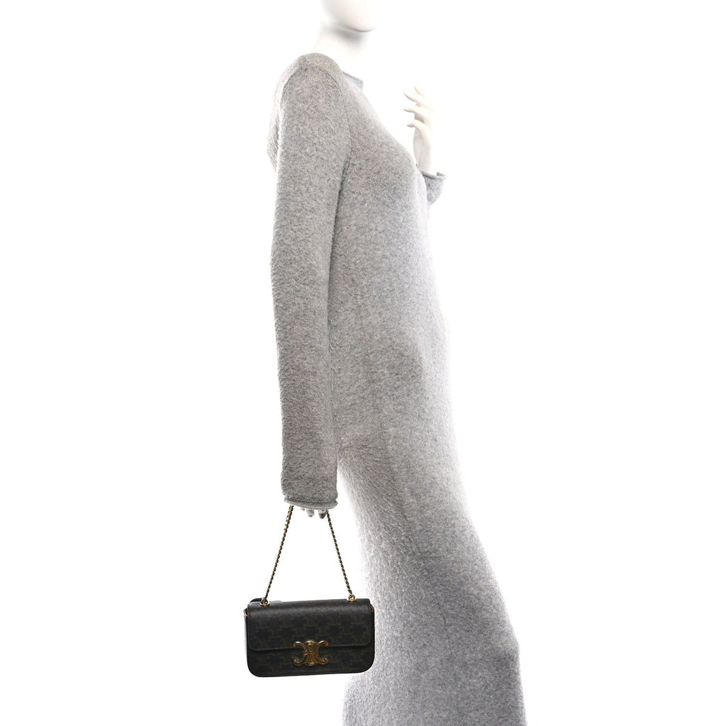Triomphe Canvas Chain Shoulder Bag Tan