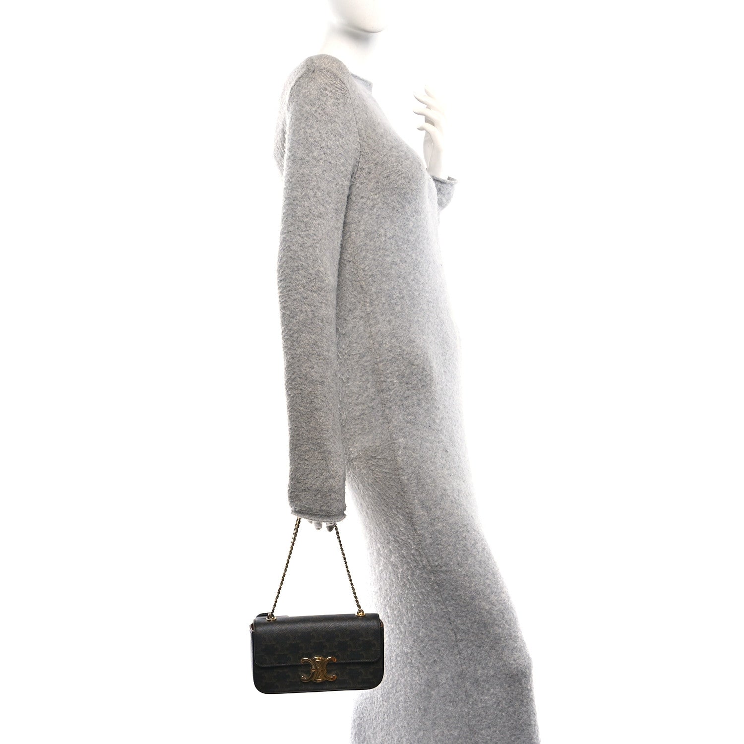 Triomphe Canvas Chain Shoulder Bag Tan
