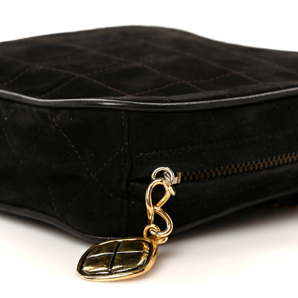 Suede Chocolate Bar Tassel Camera Case Black
