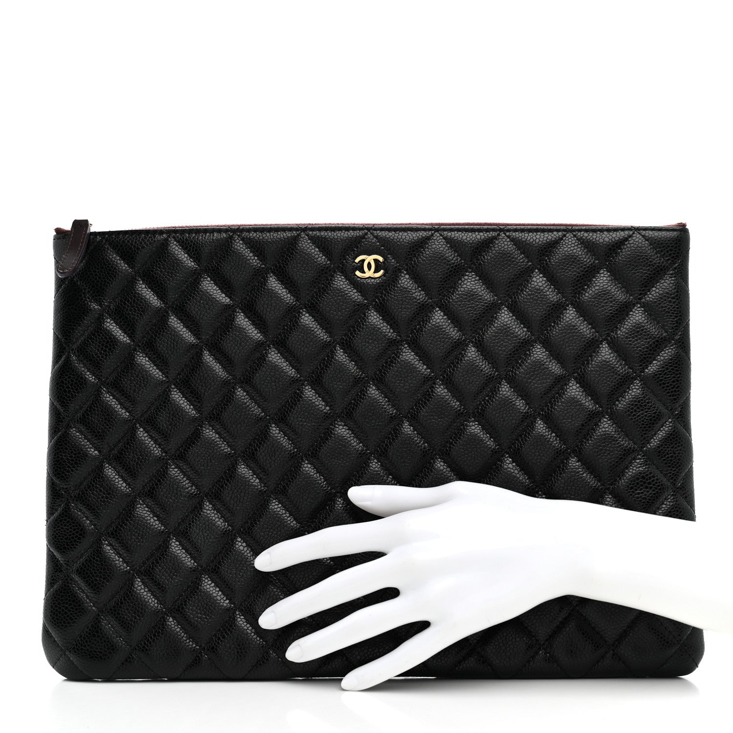 Caviar Quilted Large Cosmetic Case Black
