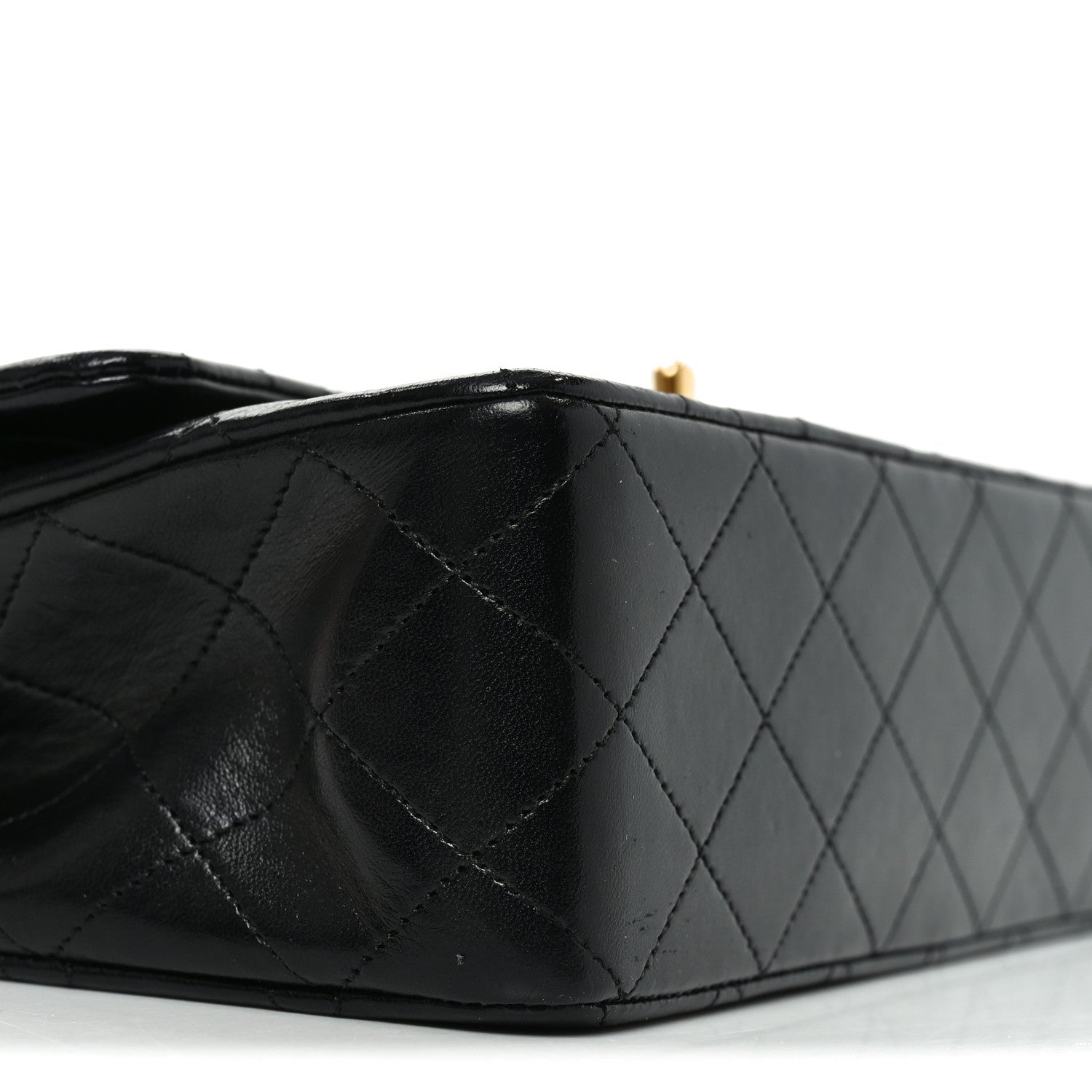 Lambskin Quilted Medium Double Flap Black