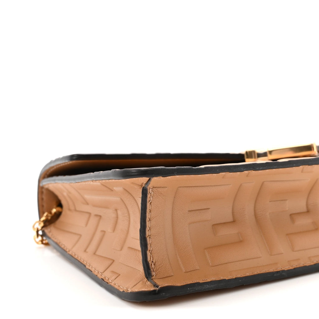Vitello Ceylon Bi-Color FF 1974 Embossed FF Diamonds Chain Wallet Miele Scuro
