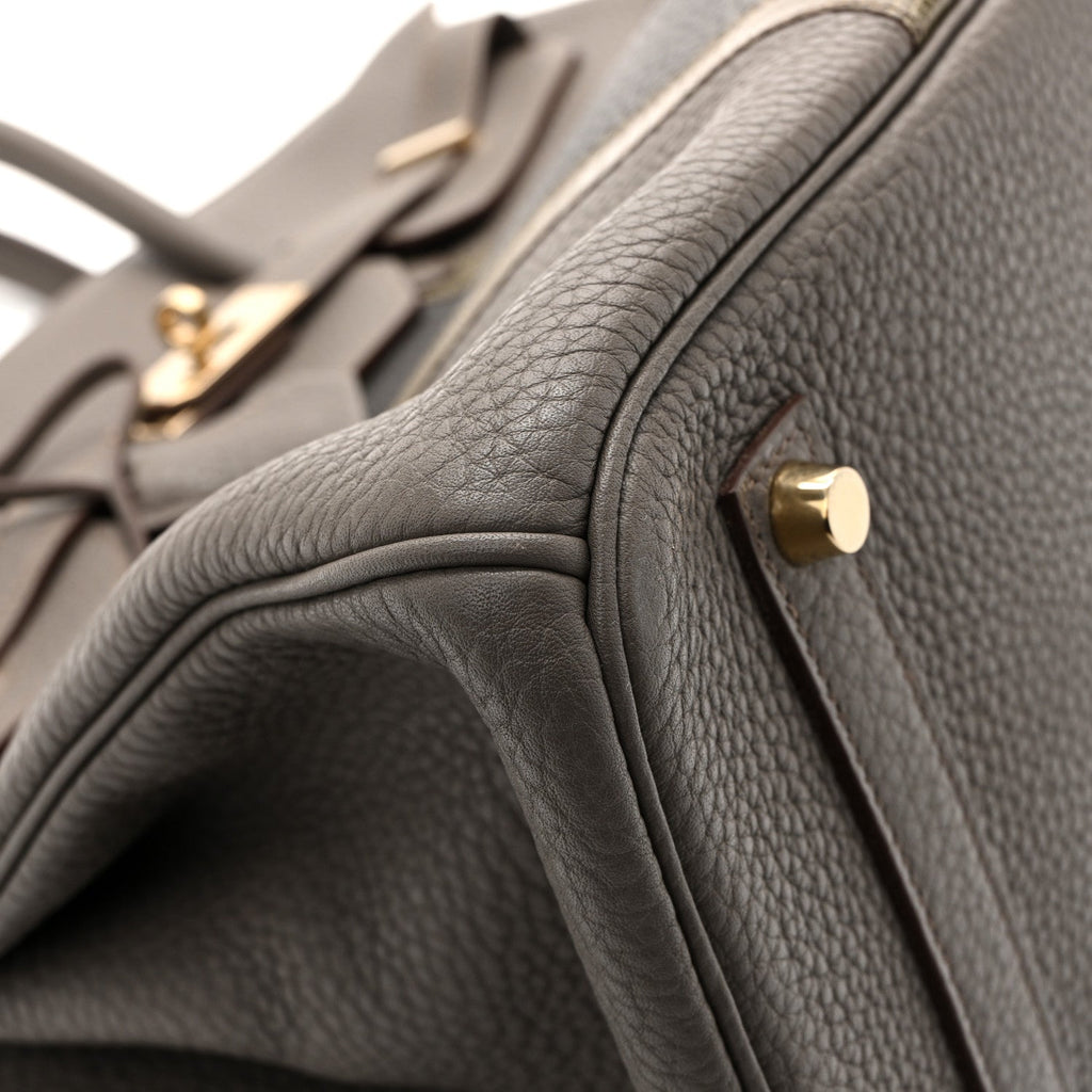 Taurillon Clemence Lizard Club Birkin 35 Etain Graphite