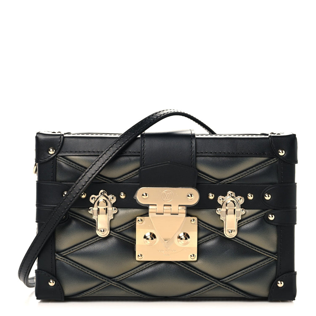 Lambskin Malletage Petite Malle Black Beige