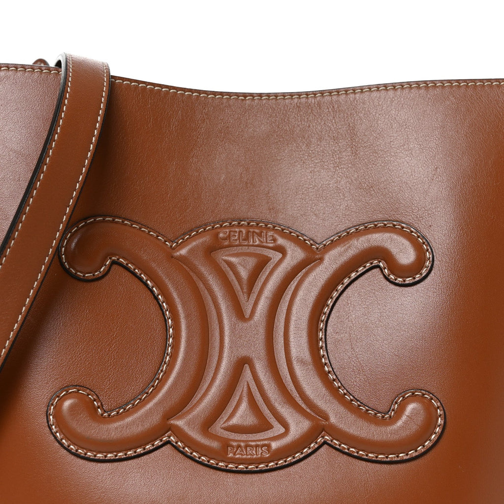 Smooth Calfskin Small Cuir Triomphe Bucket Bag Tan