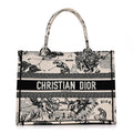 Canvas Zodiac Toile De Jouy Embroidered Medium Book Tote Latte