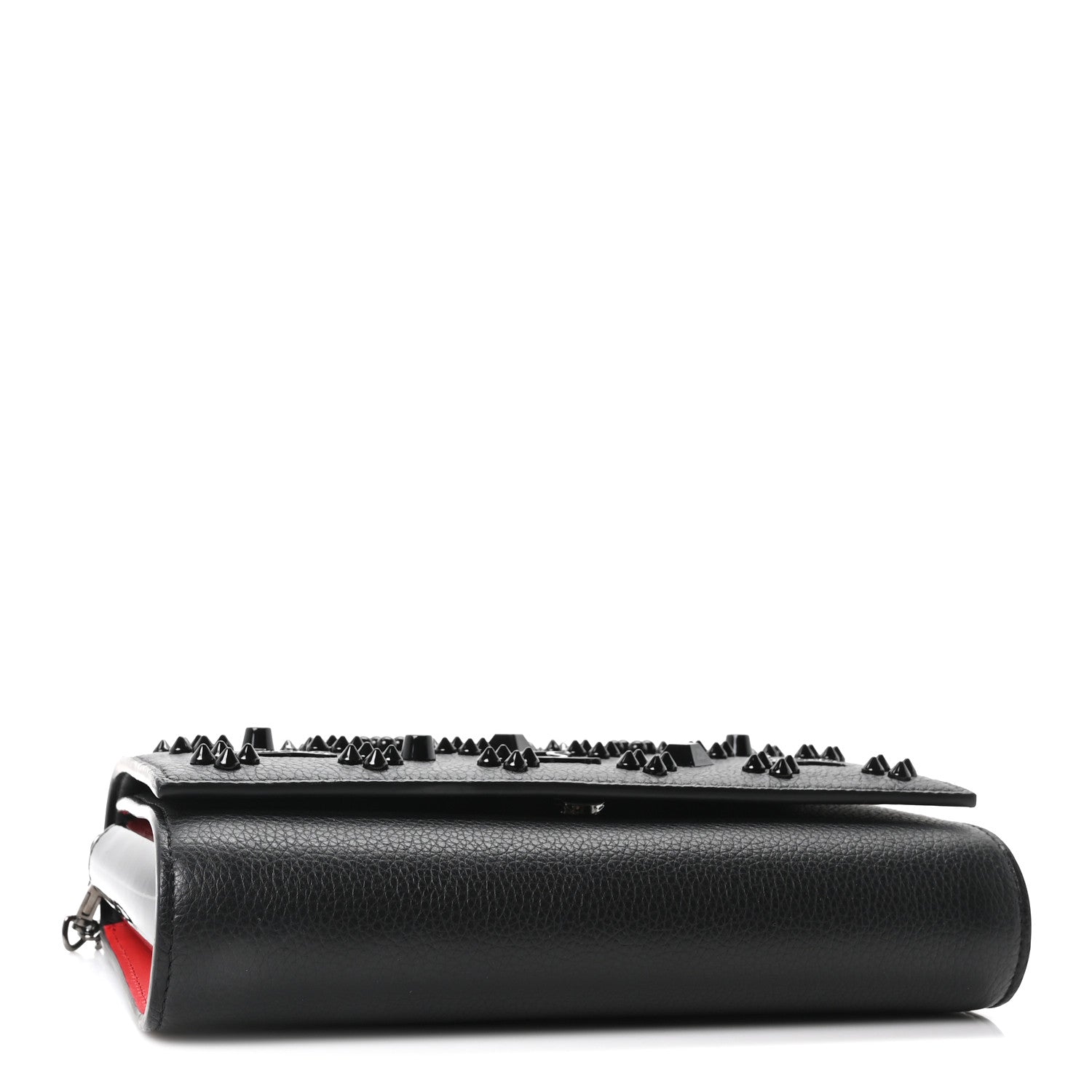 Calfskin Spikes Loubinthesky Paloma Clutch Black
