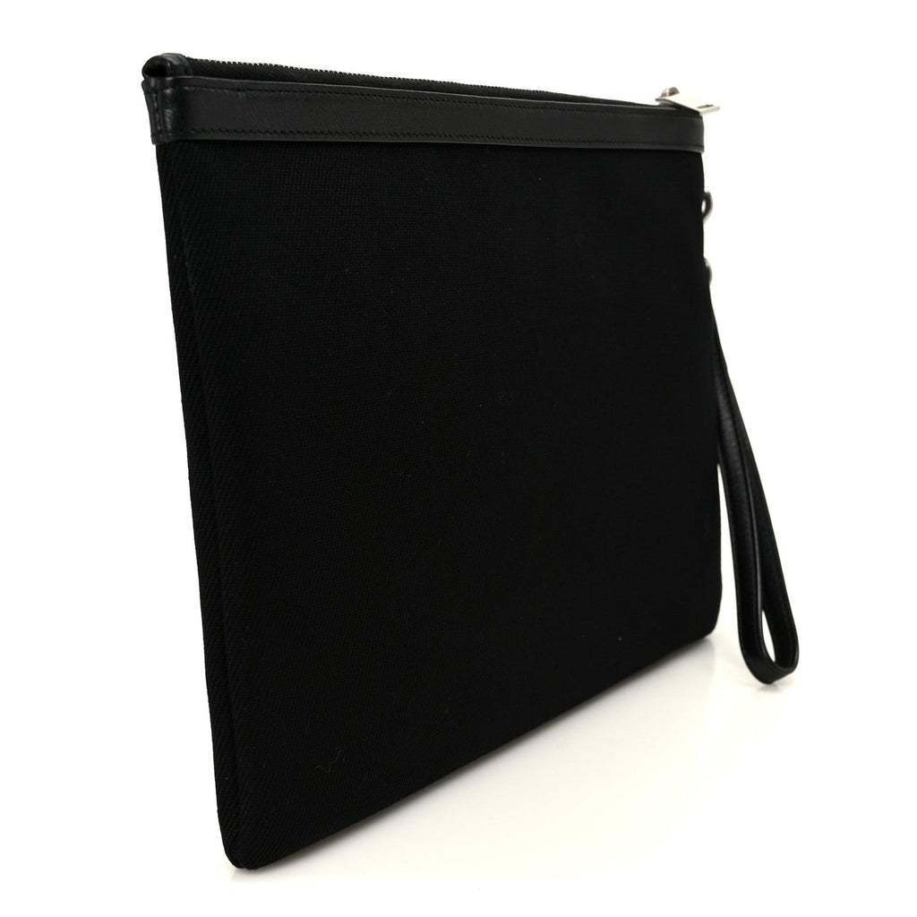 Linen Canvas Rive Gauche Zipped Pouch Black