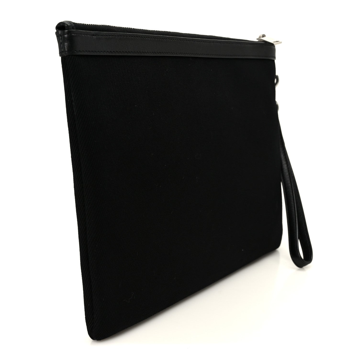 Linen Canvas Rive Gauche Zipped Pouch Black