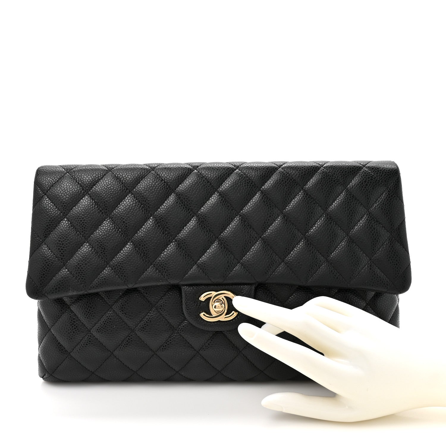 Caviar Quilted Flap Clutch Black