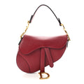 Grained Calfskin Mini Saddle Bag Red