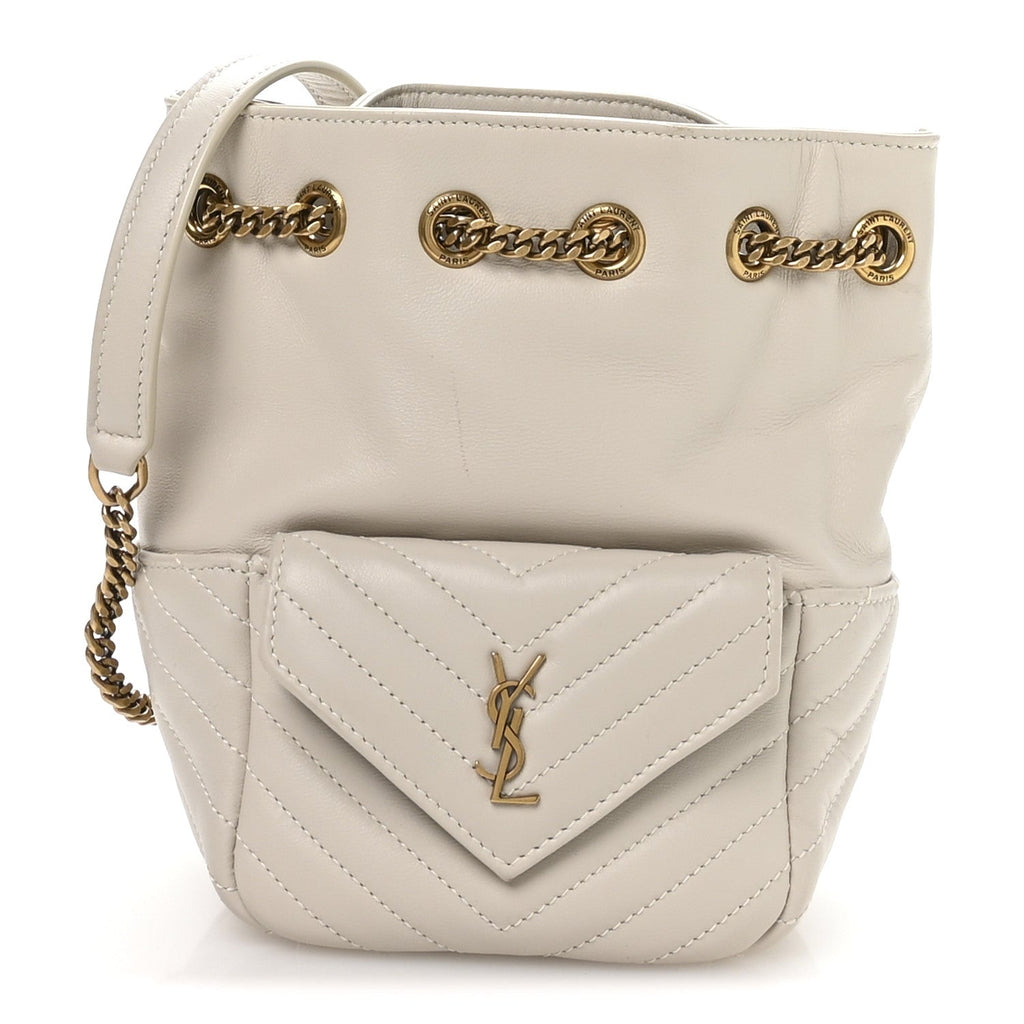 Lambskin Matelasse Monogram Joe Nano Bucket Bag Crema Soft