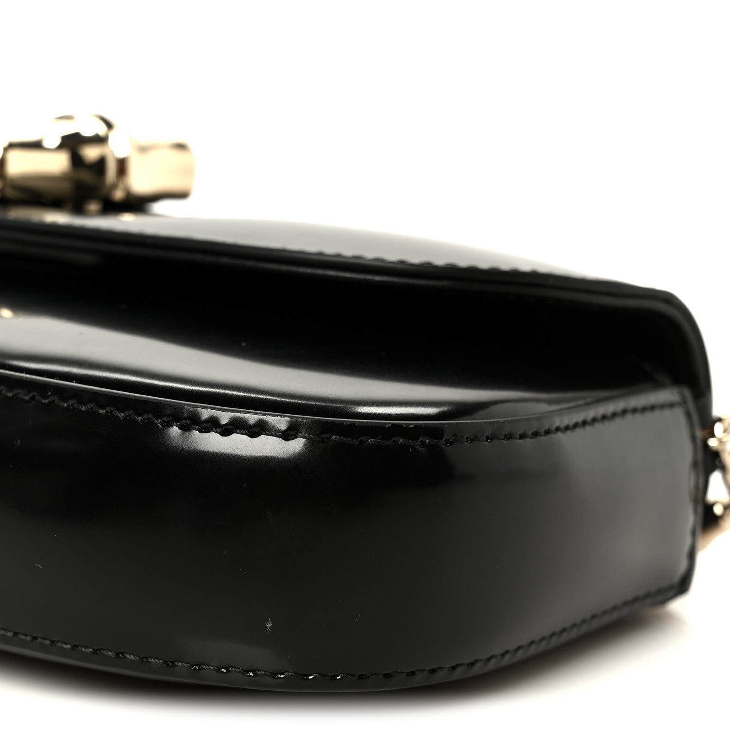 Shiny Calfskin Small Bamboo Night Bag Black