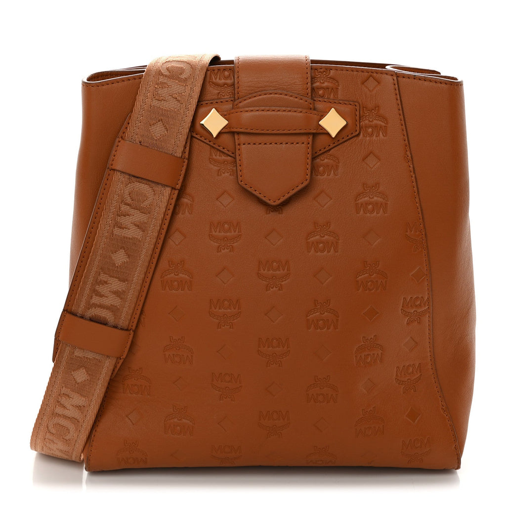 Calfskin Ottomar Monogram Essential Bucket Bag Cognac