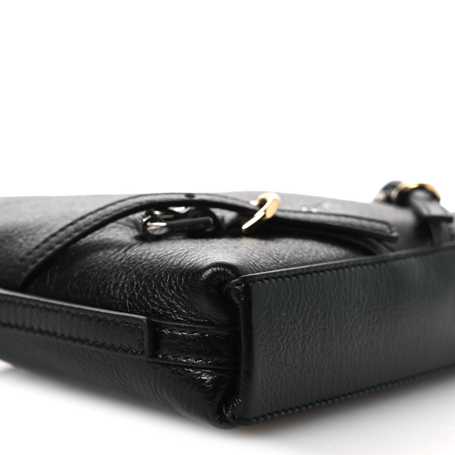 Tumbled Calfskin Nano Voyou Bag Black