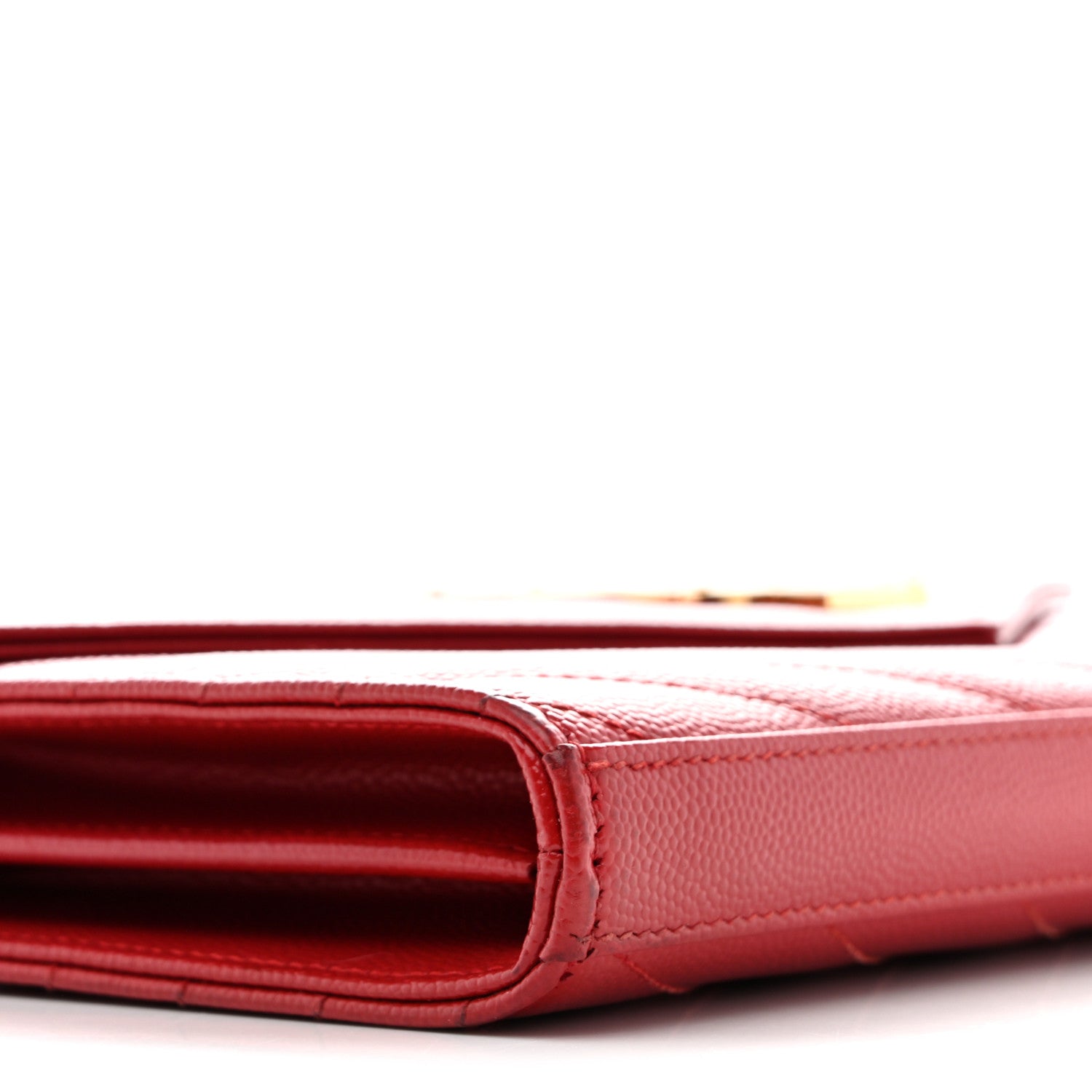 Grain De Poudre Matelasse Chevron Monogram Chain Wallet Red