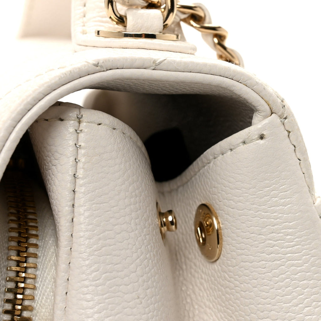 Caviar Quilted Small Business Affinity Flap White