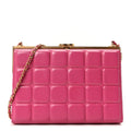 Lambskin Chocolate Bar Lock Clutch Bag Pink