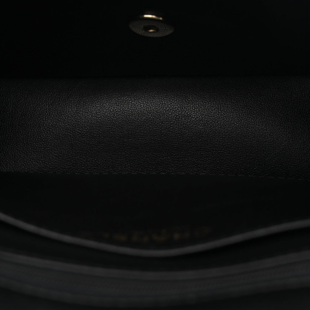 Lambskin Quilted Resin Graphic Frame Flap Bag Black White
