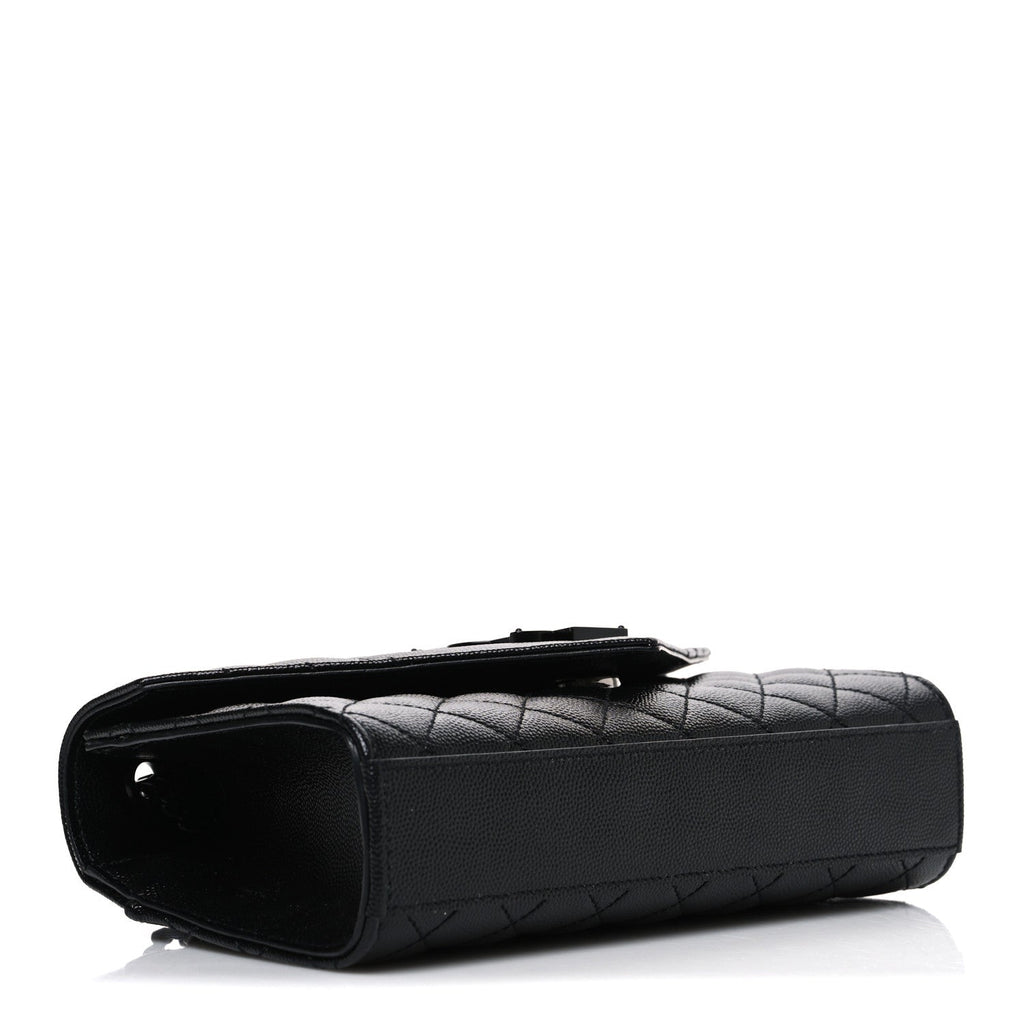 Grain De Poudre Textured Mixed Matelasse Triquilt Small Monogram Monochrome Satchel Black