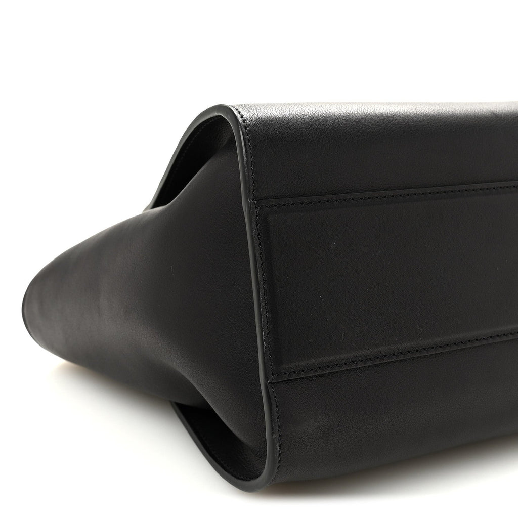 Polished Saddle Calfskin Marlo 12 Tote Bag Black