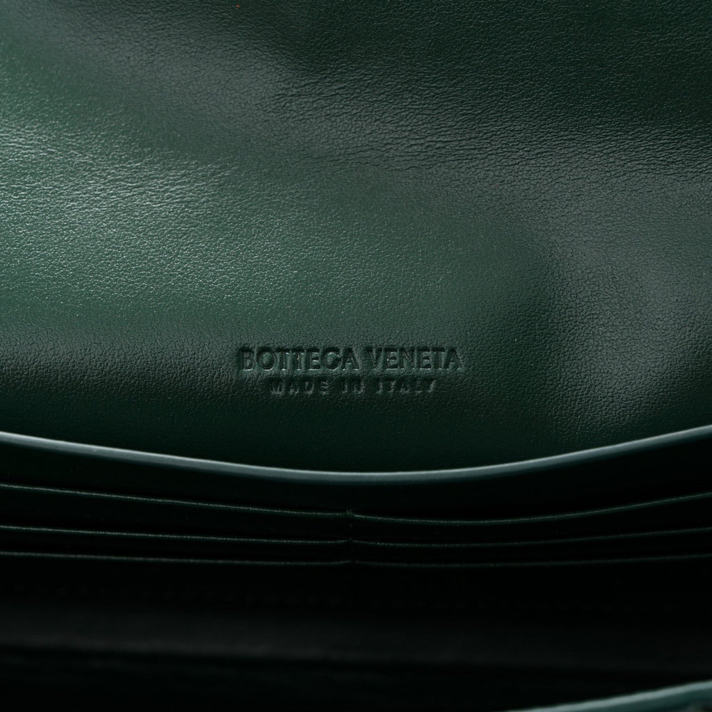 Nappa Intrecciato Long Andiamo Top Handle Clutch Emerald Green