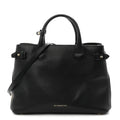 Grainy Calfskin House Check Medium Banner Tote Black