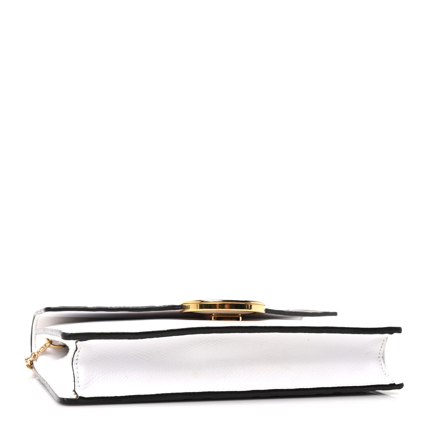 Vitello Cruise F is Fendi Bi-Color FF 1974 Embossed Medium Envelope Wallet On Chain Maya Black White