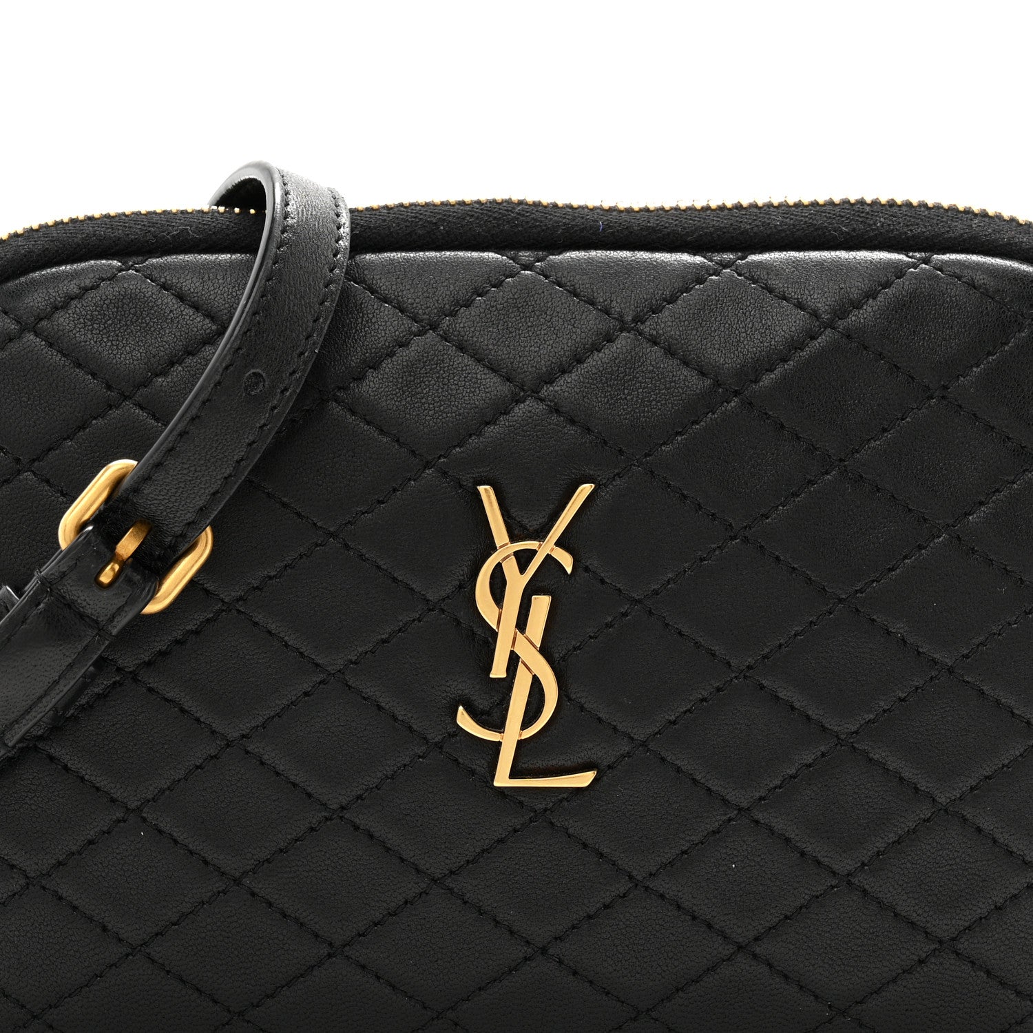 Lambskin Quilted Gaby Zipped Pouch Black