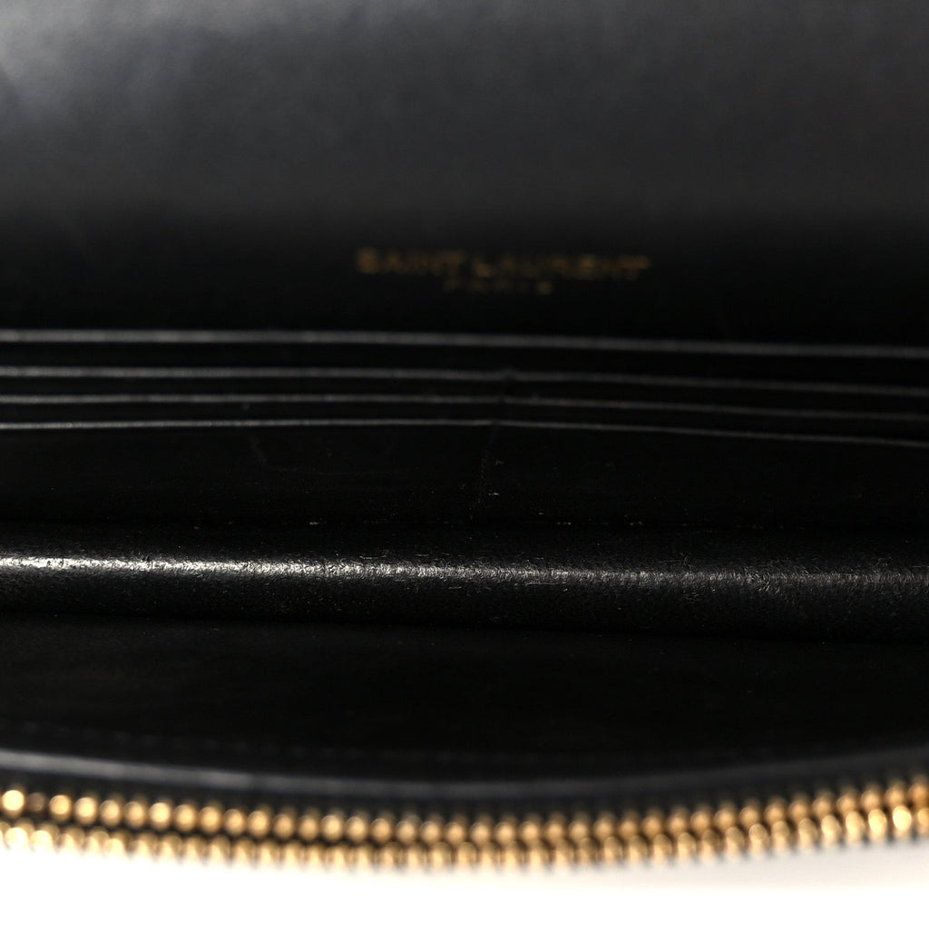 Smooth Calfskin Classic Monogram Kate Tassel Chain Wallet Black