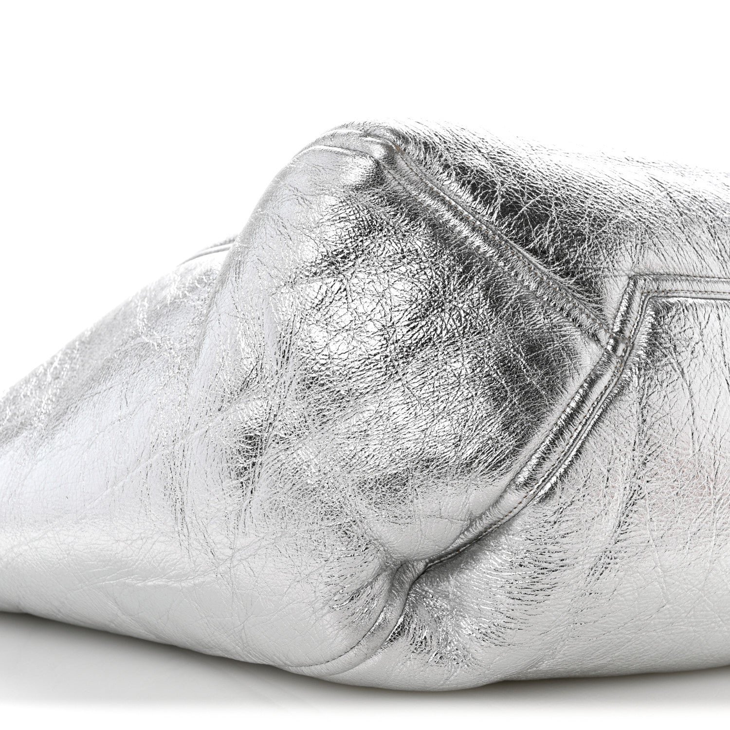 Metallic Lambskin Shearling Medium Phantom Cabas Reversible Tote Natural Silver
