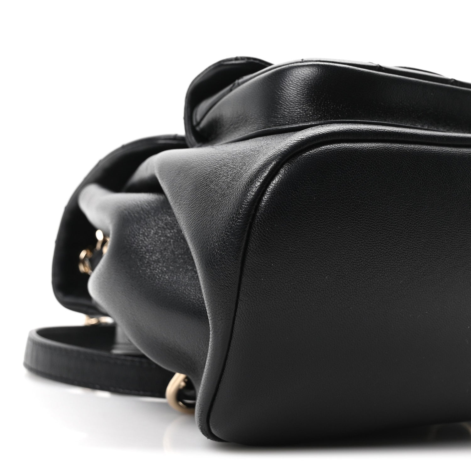 Lambskin Quilted Small Duma Drawstring Backpack Black