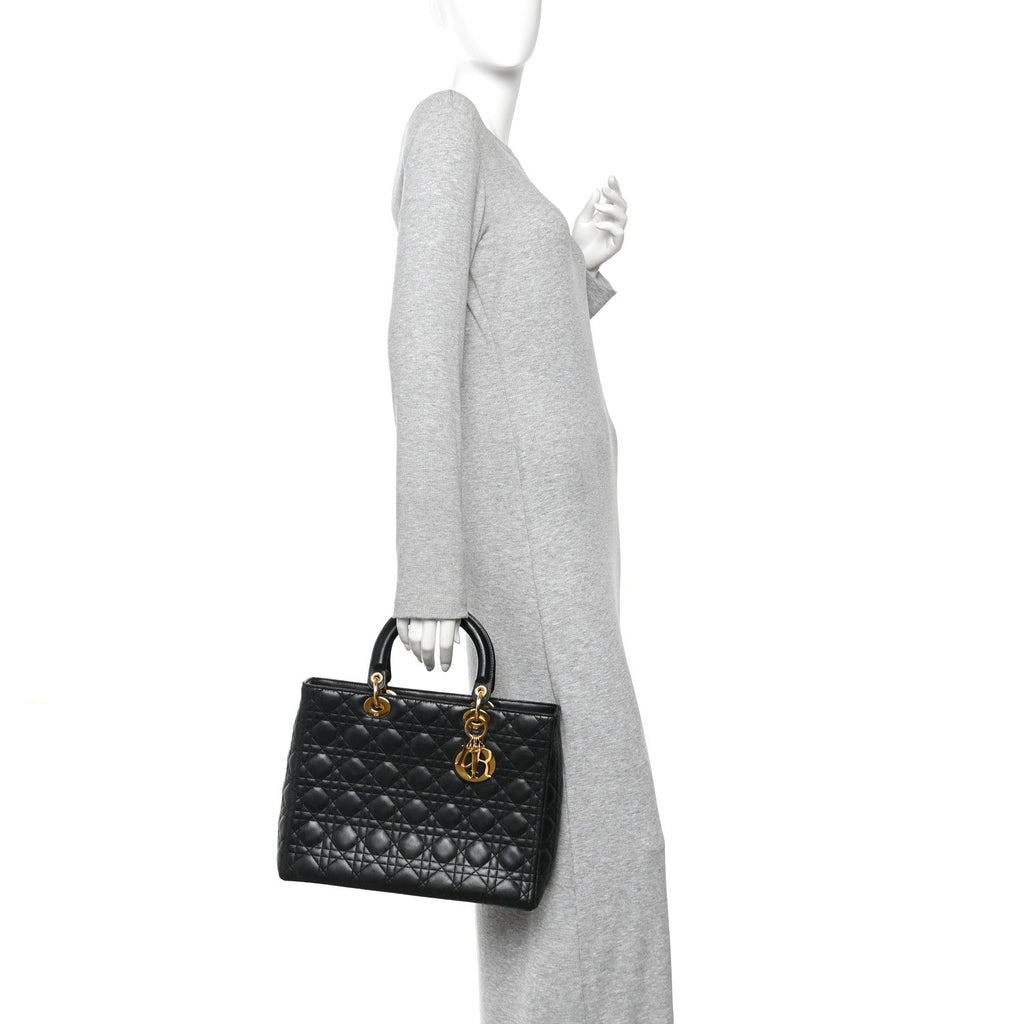 Lambskin Cannage Large Lady Dior Black