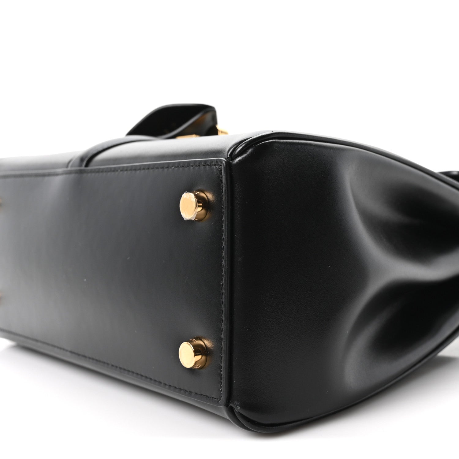 Satinated Calfskin Mini 16 Top Handle Bag Black