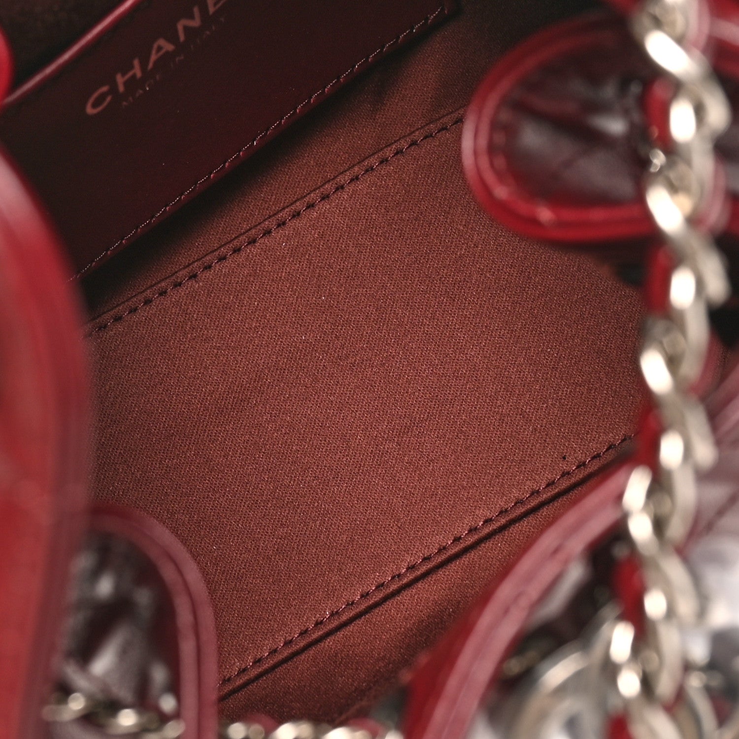 Shiny Crumpled Calfskin Quilted Mini Chanel 25 Handbag Dark Burgundy
