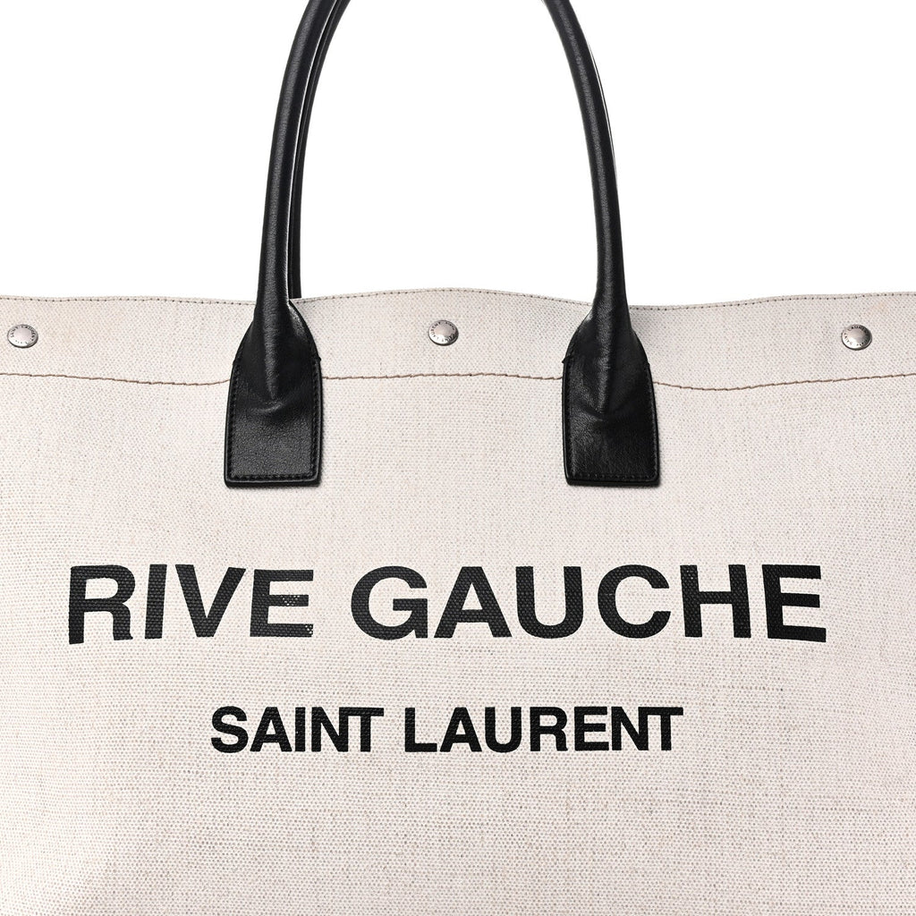 Linen Calfskin Rive Gauche Tote Greggio Natural