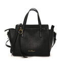 Hammered Calfskin Double Handle Small Amy Tote Black