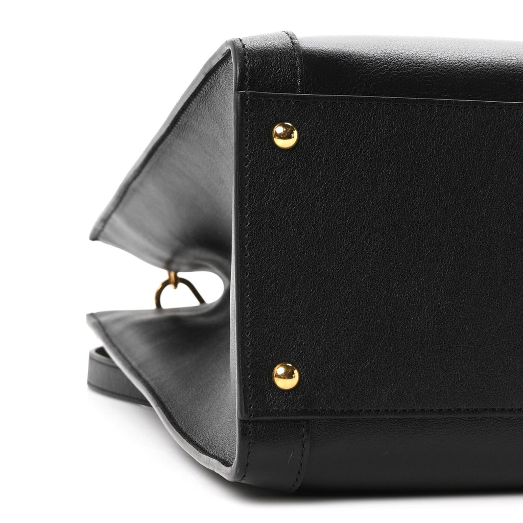 Calfskin Medium Diana Tote Bag Black Yellow Fluo