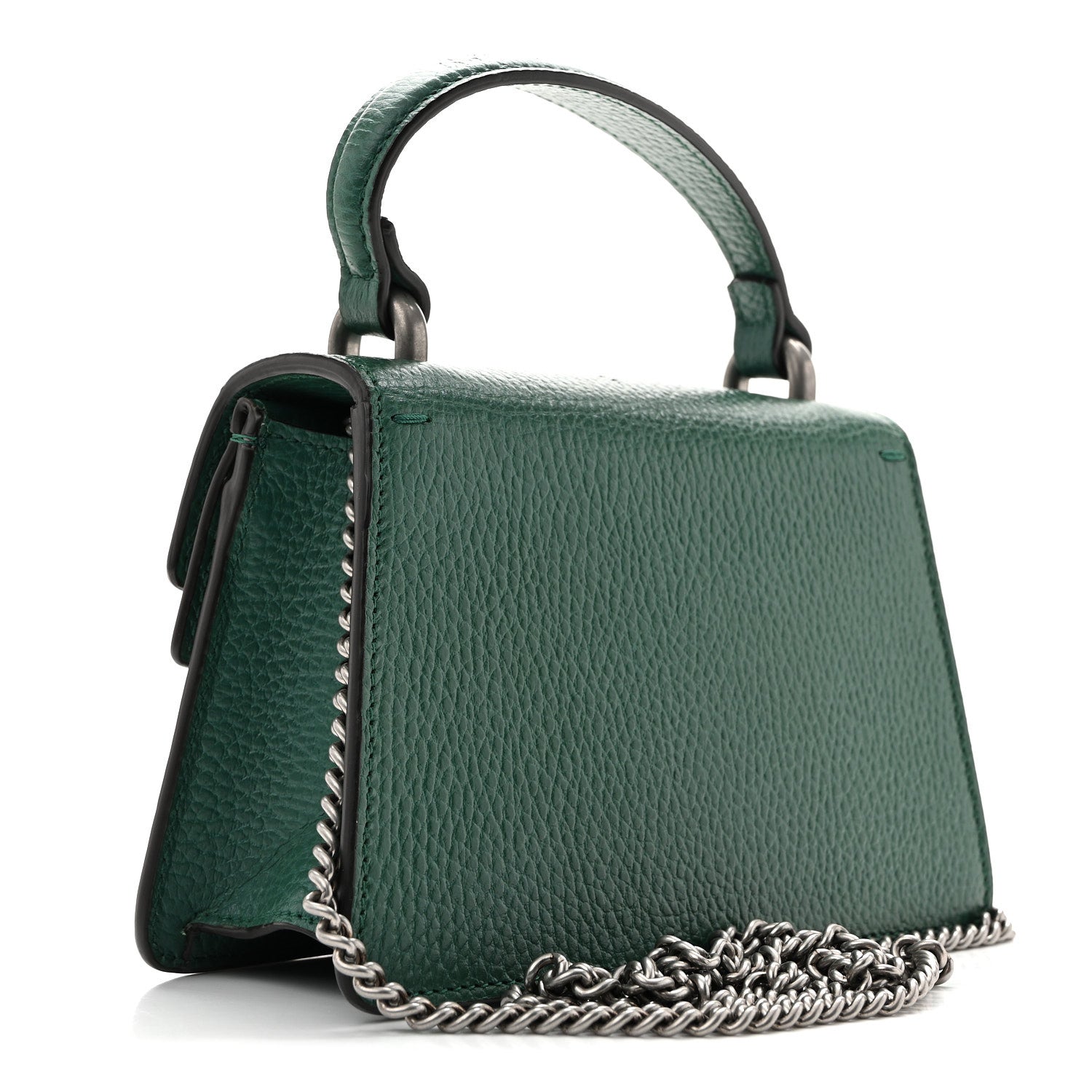 Dollar Calfskin Crystal Mini Dionysus Top Handle Bag Emerald