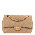 Jersey Quilted Small Single Flap Beige