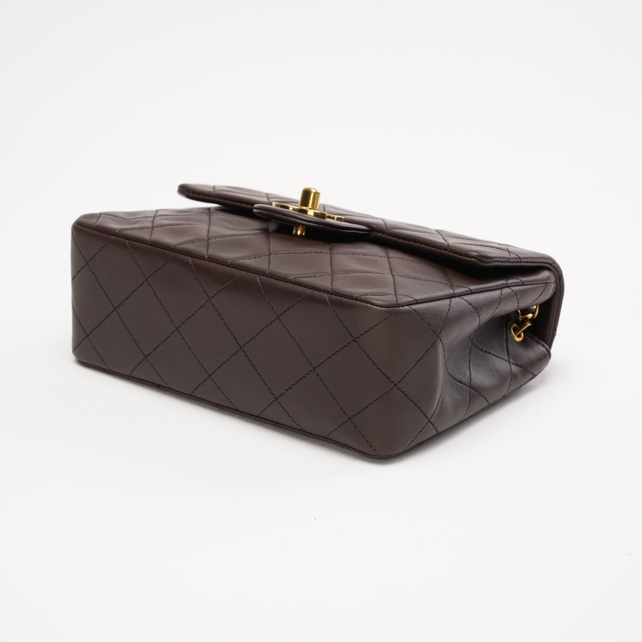 “Rare” Chanel Timeless Mini Square Flap Lamb Brown 1994