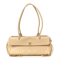 Grained Calfskin Stitched Urban Essentials Small Shopping Bag Beige