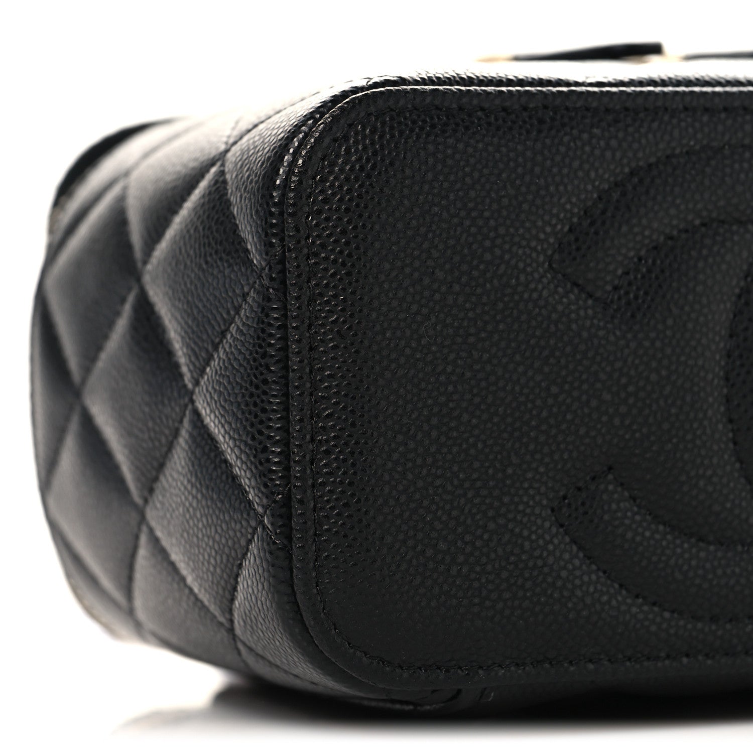 Caviar Quilted Small Vanity Case With Chain Black