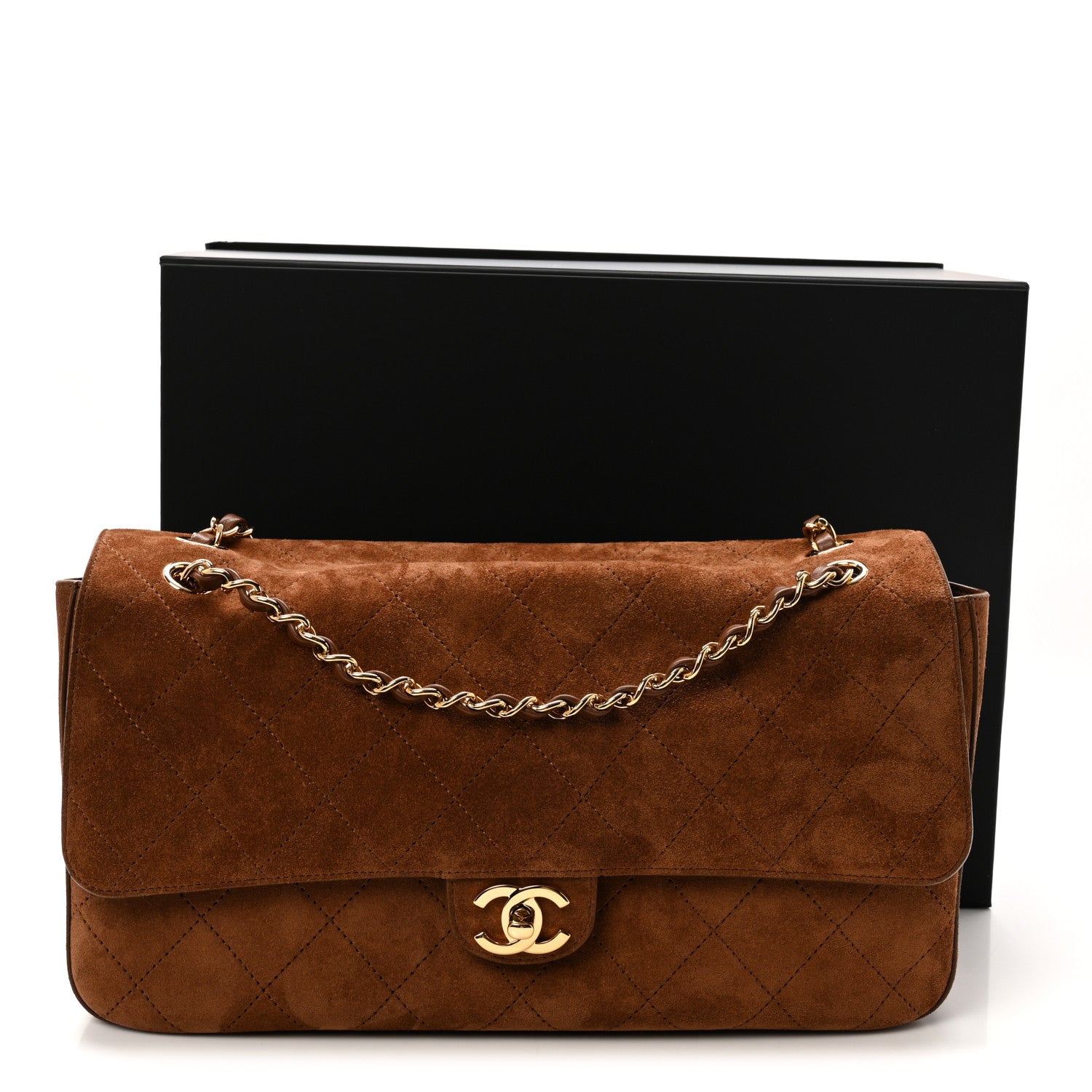 Suede Calfskin Small Souplissimo Maxi Flap Camel