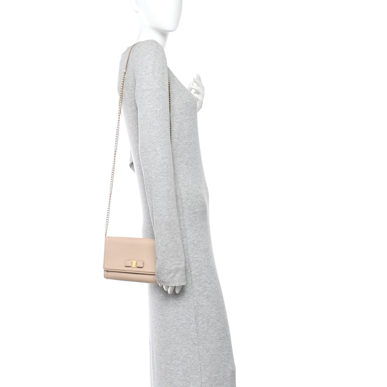 Printed Calfskin Ginny Shoulder Bag Beige