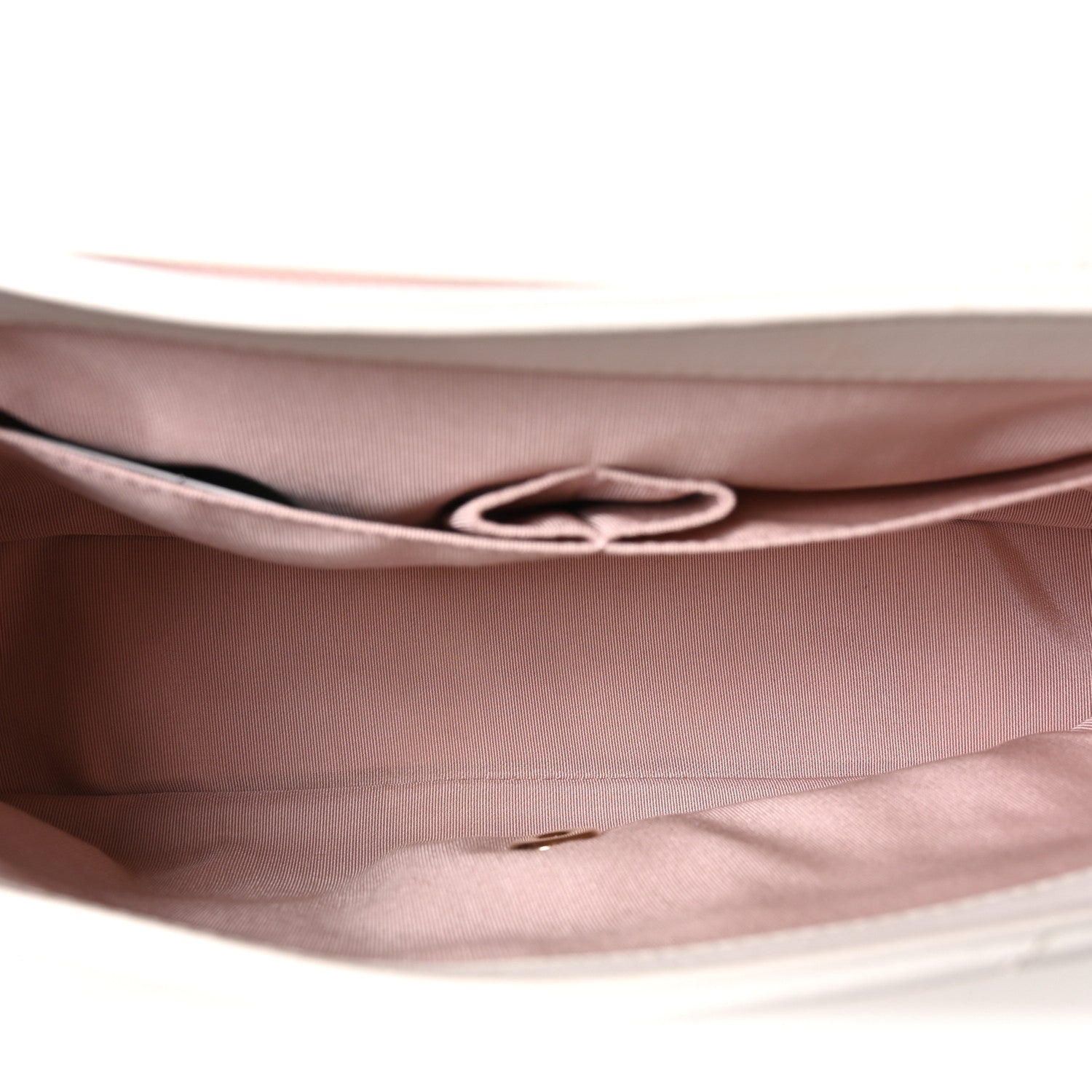 Grained Calfskin Stitched Medium Chevron Chic Top Handle Flap White