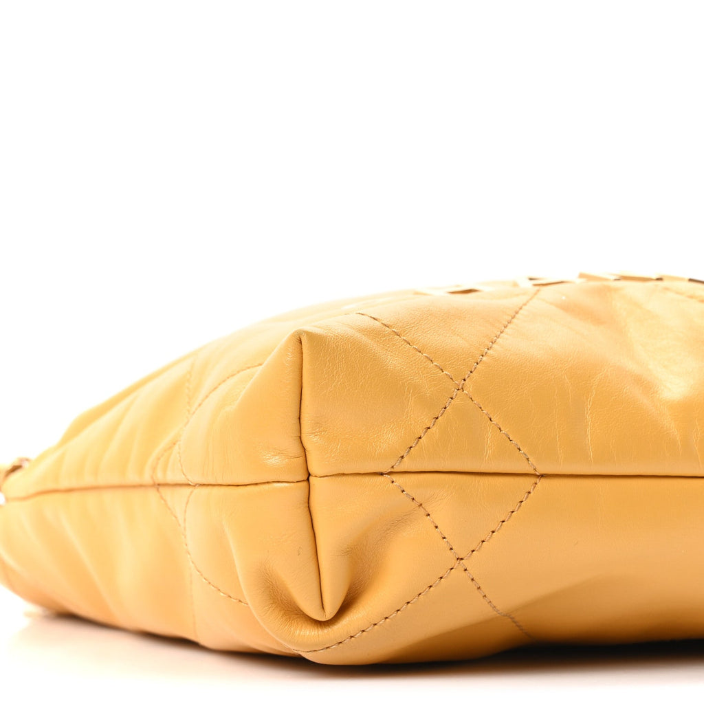 Shiny Calfskin Quilted Mini Chanel 22 Yellow