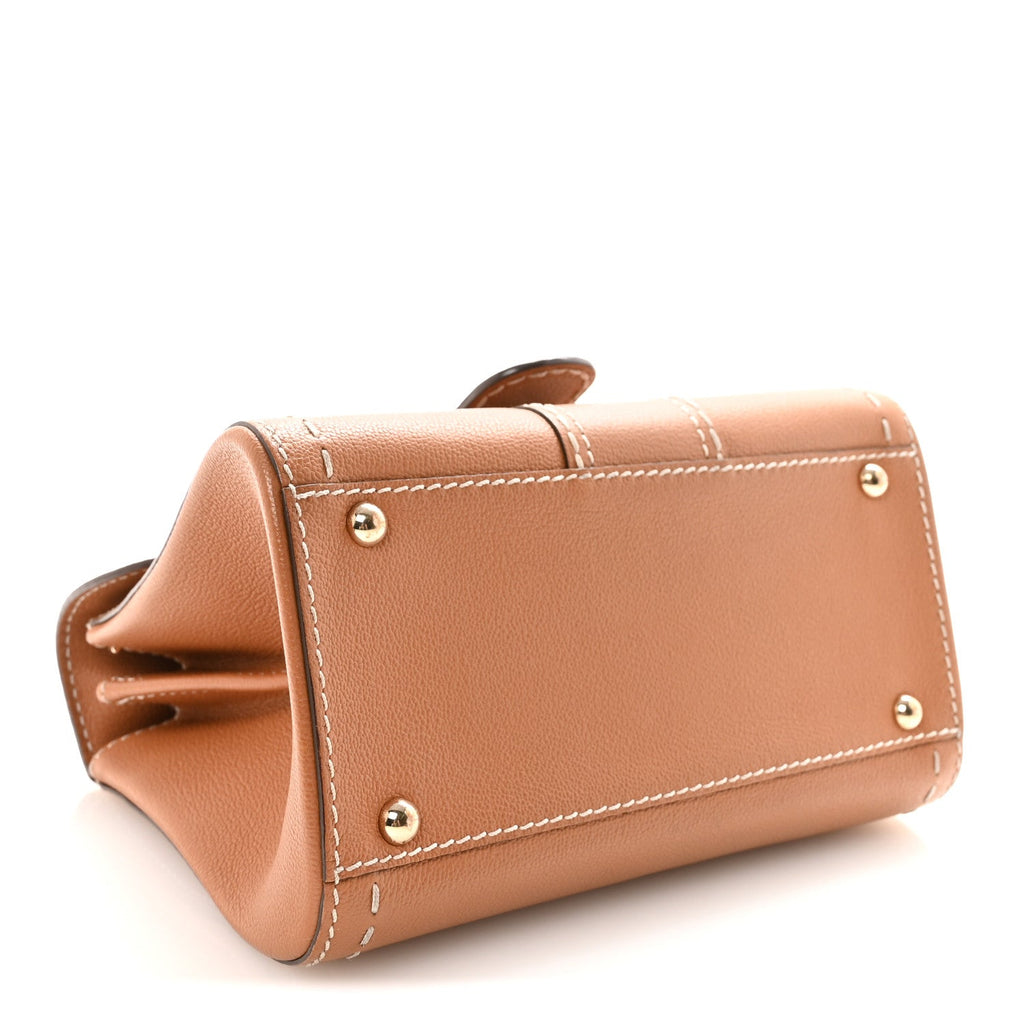 Grained Rodeo Calfskin Surpique Mini Brillant Satchel Vegetal Ivory