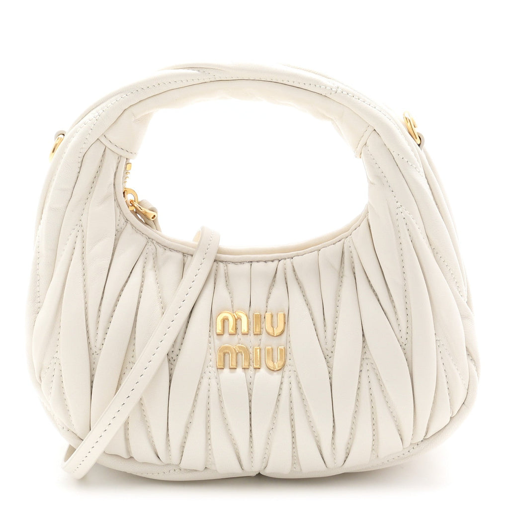 Nappa Matelasse Mini Wander Hobo White